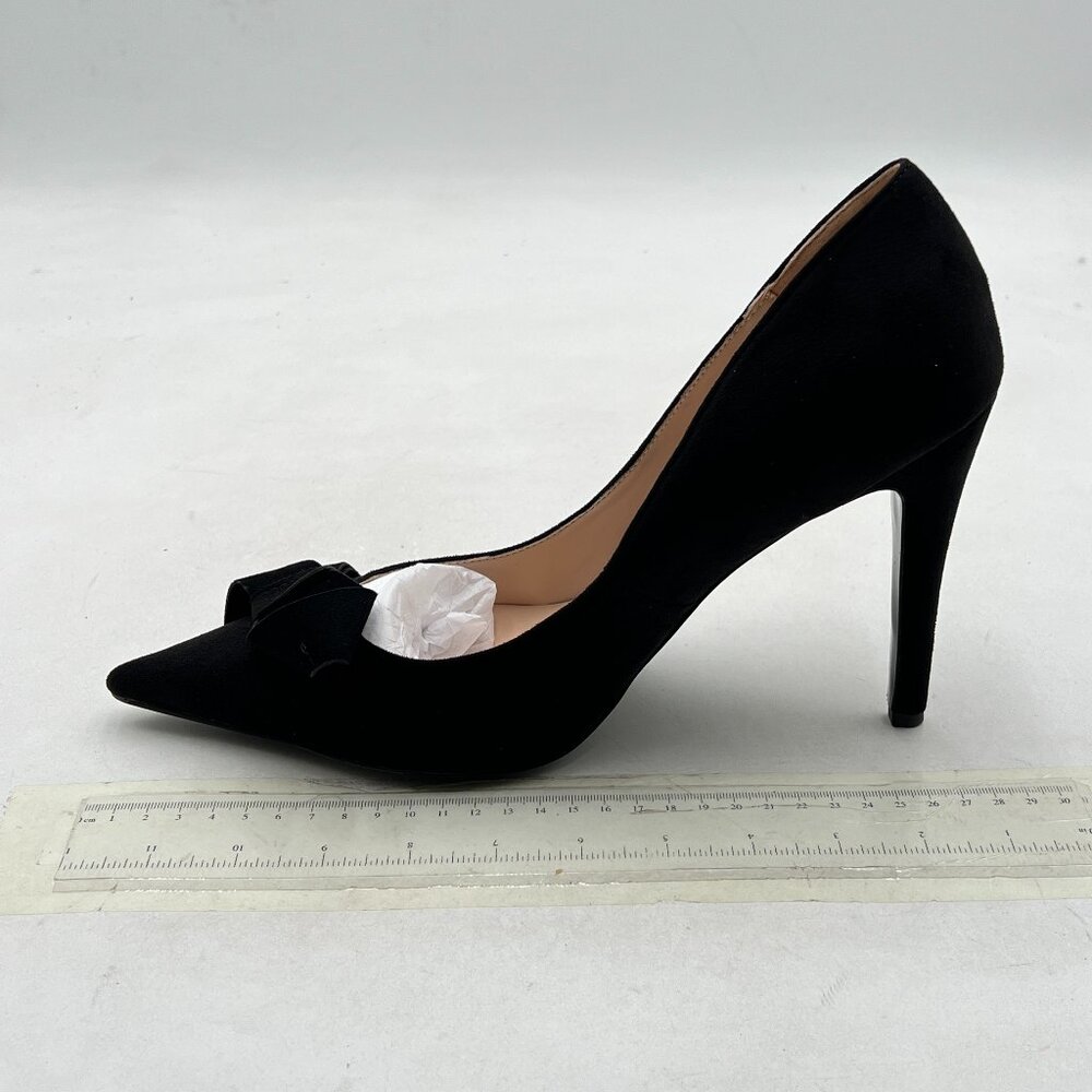 XYD Black Basic Bow Knot High Heel Pumps Pointed Toe Slip On Office Work Shoes - Picture 2 of 8
